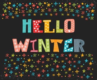 hello winter greeting card. winter concept card. cute postcard. vector illustration