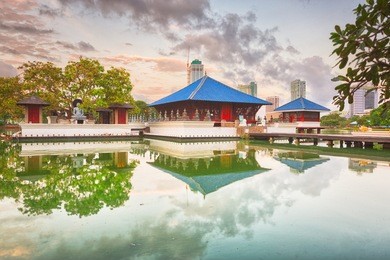 seema malaka temple on beira lake. colombo, sri lanka