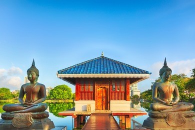 seema malaka temple on beira lake. colombo, sri lanka