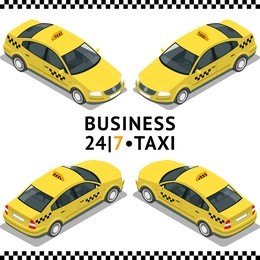 taxi transport, service. taxi car. flat 3d isometric vector illustration. for infographics and design games.
