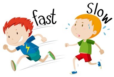 opposite adjectives fast and slow illustration