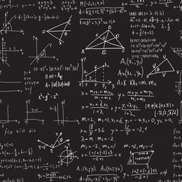 math seamless pattern with handwriting of various operations and step-by-step solutions. geometry and mathematics subjects. college lectures.