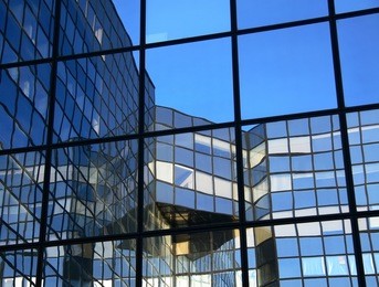reflection in reflection. modern business buildings