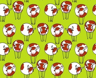 cartoon cow herd, seamless pattern, vector design