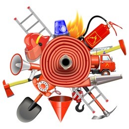 vector fire prevention concept with firehose