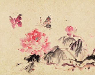 peony flower,traditional chinese ink and wash painting