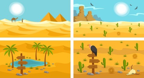 desert landscape banners set