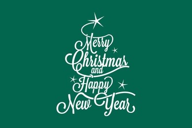 merry christmas and happy new year large postcard with calligraphic text