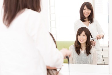 attractive asian woman in the hair salon