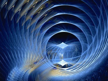 abstract computer-generated blue image striped tunnel
