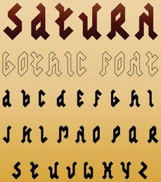 gothic font. alphabet set
