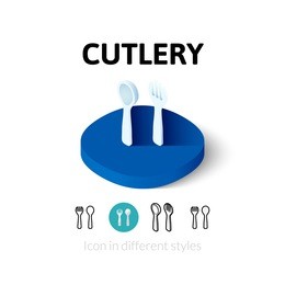 cutlery icon, vector symbol in flat, outline and isometric style
