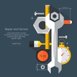 repair and service.home and mechanic renovation concept.flat vector illustration