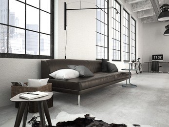3d rendering of a modern industrial style loft
