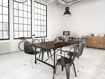 3d rendering of a modern industrial style loft