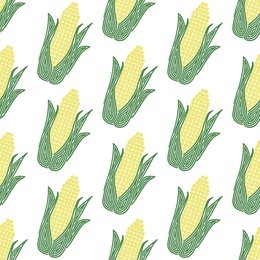 corn. seamless pattern with spiral corns. vector vegetable illustration - swatch inside