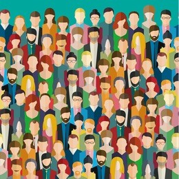 the crowd of abstract people. flat design, vector illustration.