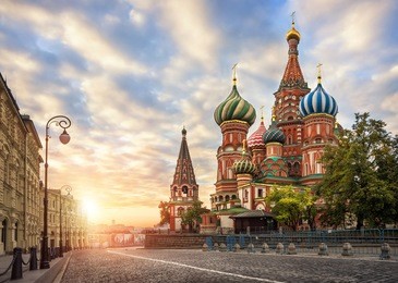 st. basil's cathedral on red square under the morning sky pearl