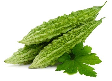 bitter melon on white background