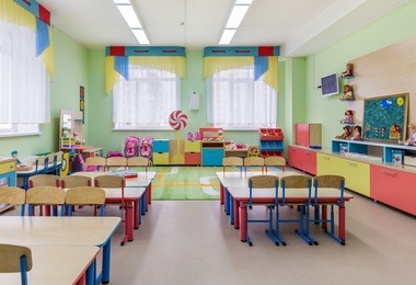 study room and games in kindergarten.