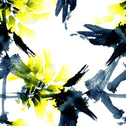 abstract watercolor floral painting. watercolor and ink illustration in style sumi-e, u-sin. oriental traditional painting. seamless pattern. 