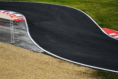 race track curve road for car racing , close up