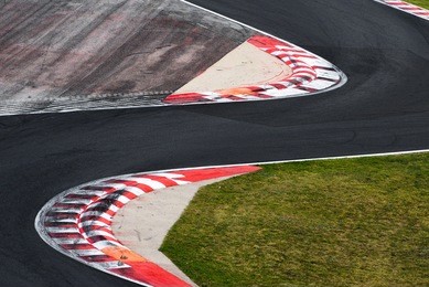 race track curve road for car racing , close up