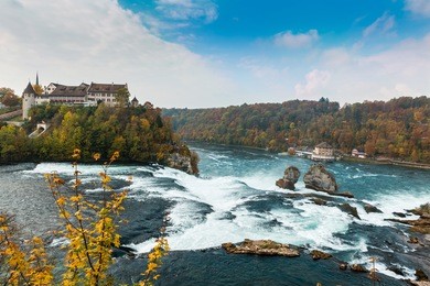 rhine falls and castle laufen, switzerland