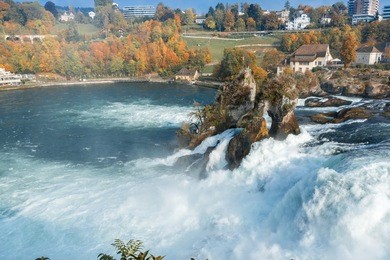 rheinfall - the biggest waterfall in europe.  northern switzerland, between the cantons of schaffhausen and zurich.