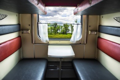 traveling by train. the view from the train window.