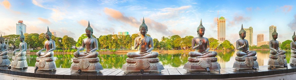seema malaka temple on beira lake. colombo, sri lanka. panorama