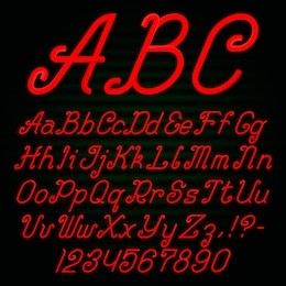 italic font of curved quadrangular rods. alphabet of ornate capital and lowercase letters with digits and punctuation marks.