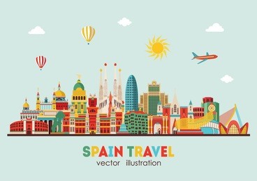 spain detailed skyline. vector illustration