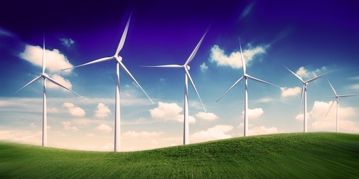 hill wind turbine green outoors environmetal conservation concept