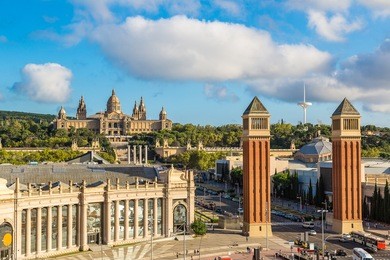 view of the center barcelona. spain in a summer day