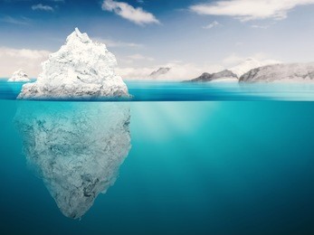 3d rendered iceberg model on blue ocean 