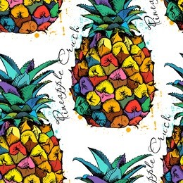 seamless pattern with image of the pineapple fruit. vector illustration.