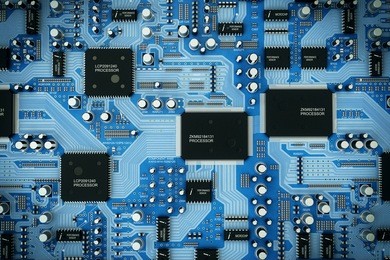 shot of integrated circuit board. 