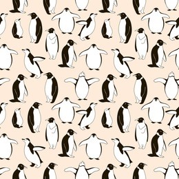 seamless pattern with penguins. hand drawn illustration. animal's backdrop. illustration with wild animals.