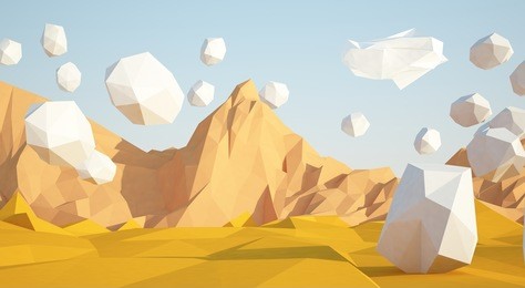 low poly desert mountain landscape