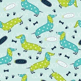 seamless pattern with cute dog and lettering