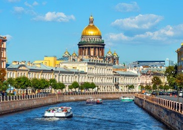 saint isaac cathedral  across moyka river, st petersburg, russia