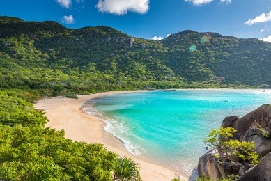 beautiful beach at coast of vietnam - ninh van bay