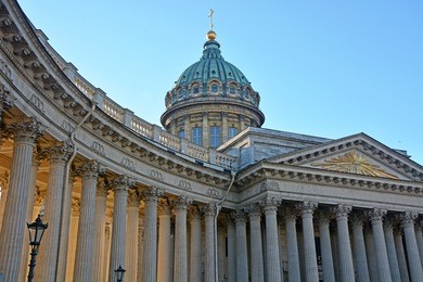 kazanskiy cathedral in saint-petersburg, russia