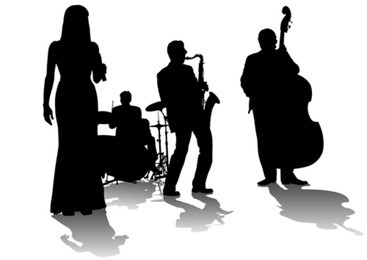vector drawing concert of jazz music. silhouettes on a white background