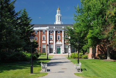 harvard. classic university building on campus