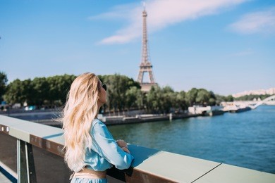 pretty girl in fashion style in paris