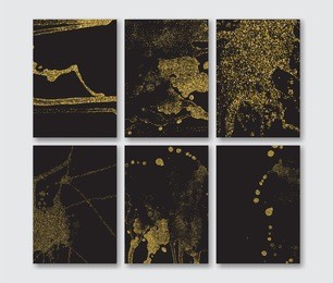 set of the blank gold glitter card templates. ideally for the save the date, baby shower, valentines day, xmas invitations, book cover, flyers, leaflets.