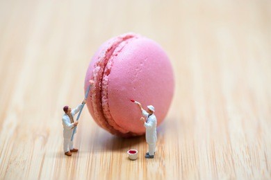 painters coloring macaroon. macro photo