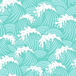seamless decorative pattern with cute waves